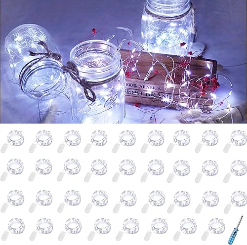 Miniatura 8 de LoveNite Guirnalda de luces LED de hada, funciona con pilas, luces de luciérnaga estrellada de 6.6 pies, 20 LED, impermeables, alambre de cobre