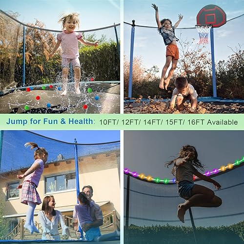 Miniatura 8 de Goujxcy Trampolín de 10 pies, 12 pies, 14 pies, 15 pies, 16 pies, para niños y adultos, trampolín al aire libre de 1500 libras con aro de