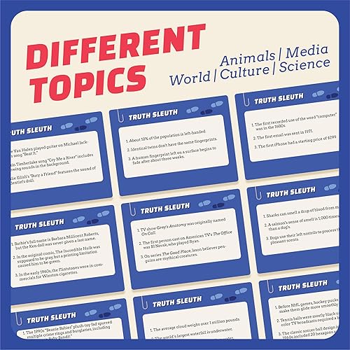 Miniatura 4 de Trivia de detective de la verdad, dos verdades y una trivia estilo mentira con 150 cartas