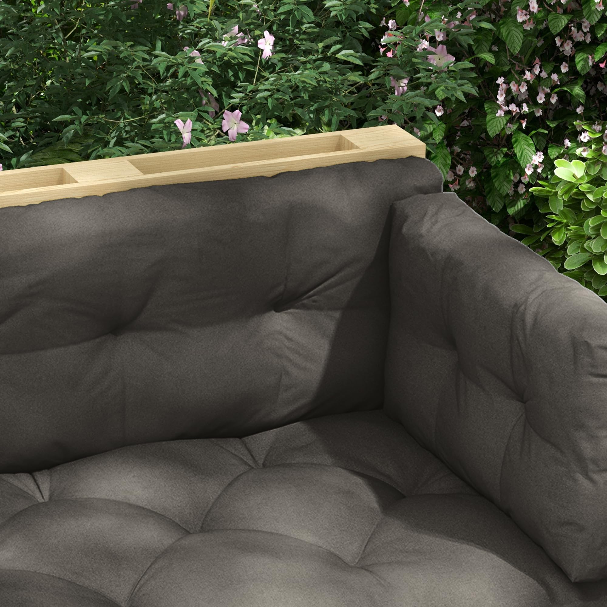 Outsunny Cuscini per Pallet da Giardino 3 Pezzi, Schienale e Seduta, Imbottitura Spessa, Esterno Poliestere, Grigio Carbone