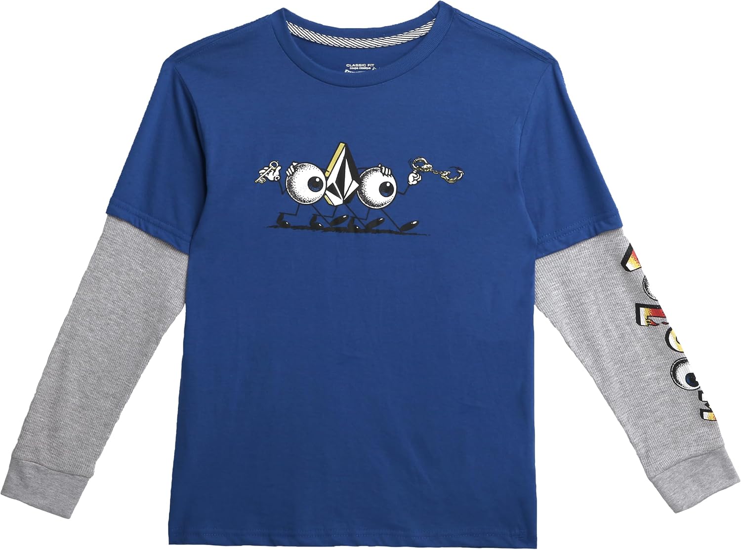 Volcom Boys' Two-Fer Shirt - Pullover Crewneck Long Sleeve Shirt - Stylish Logo Graphic Tee for Boys (Size: 8-20)