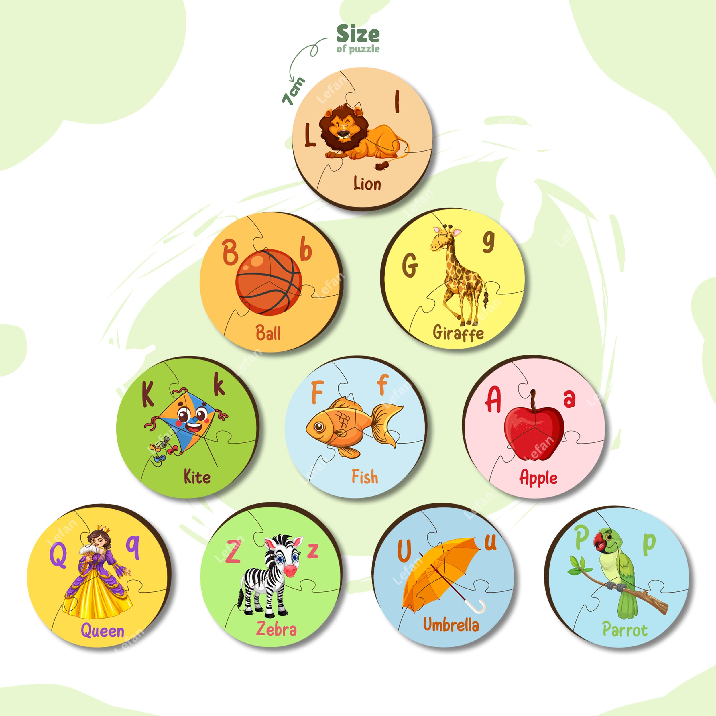 Lefan Round Alphabet Jigsaw Puzzle for Kids Educational ABC Learning Toy 26 Piece Circular Puzzle Preschool Montessori Game Colorful Wooden Letters Toddlers Age 2 3 4 5 Years - Image 4 thumbnail