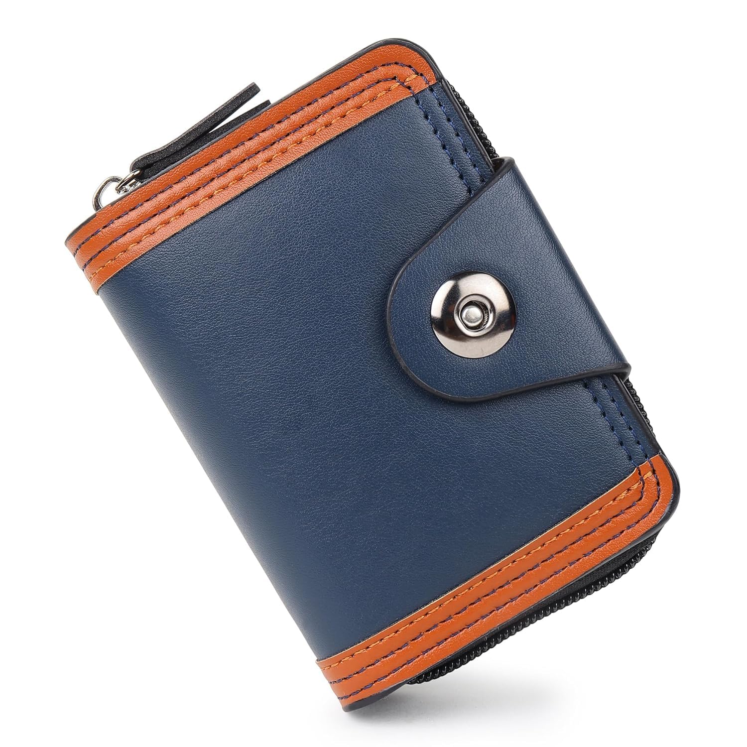 Stealodeal Premium Compact Bifold Wallet & Zip Card Holder | RFID Blocking Small Leather Purse with Accordion Slots | Blue-image-11