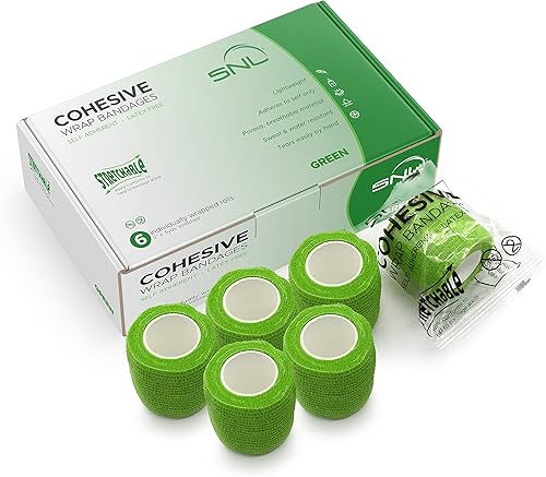 Vista 10 de SNL, vendaje cohesivo de 2 pulgadas x 5 yardas, sin látex, rollos envueltos individualmente, adhesivo, elástico, transpirable, primeros auxilios