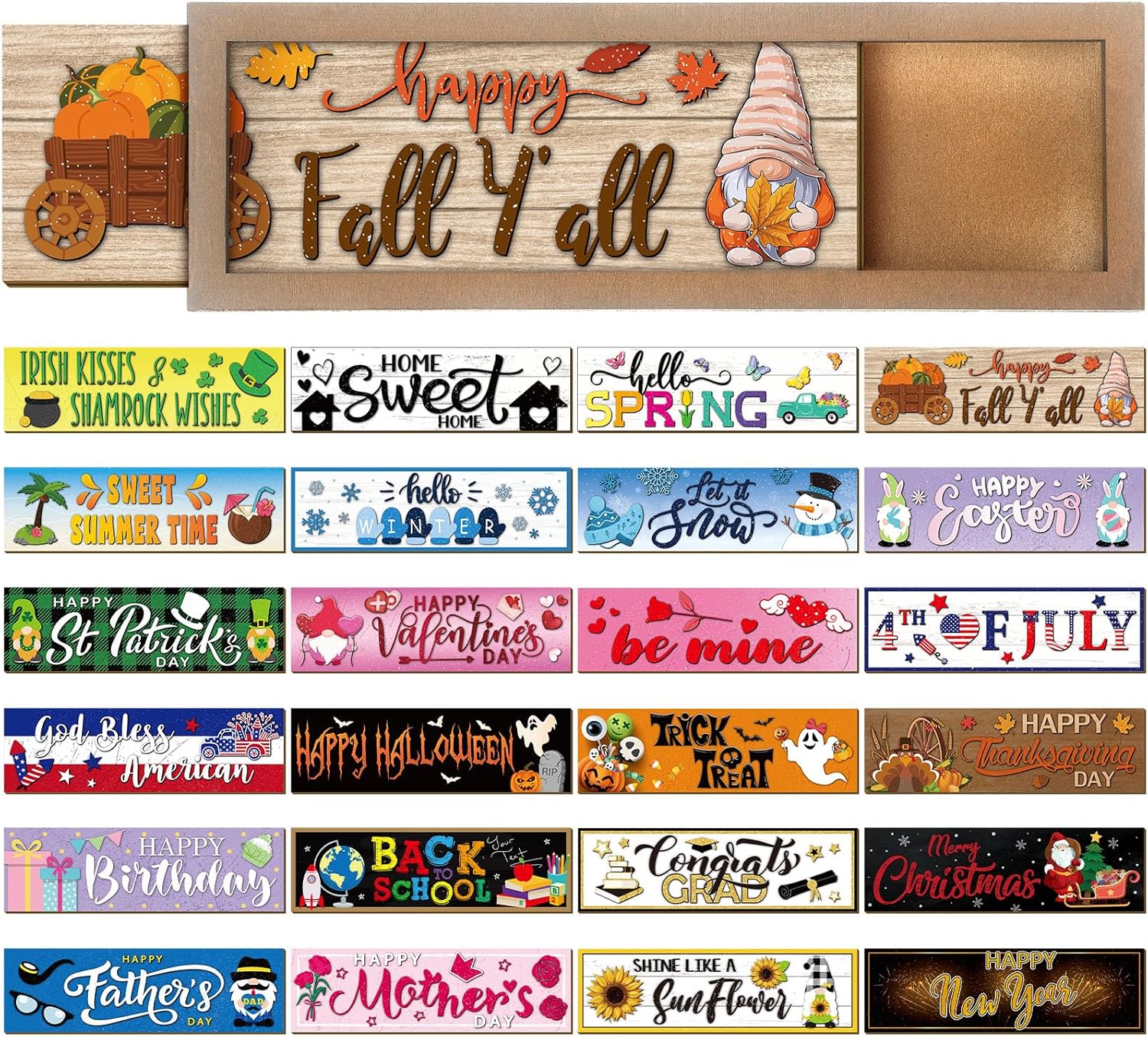 Barydat Interchangeable Season Sign Interchangeable Welcome Wood Sign for Table Decorative Seasonal Sign Decor with a Wooden Frame Wreaths for Fall Thanksgiving Halloween Autumn Decor Barydat Interchangeable Season Sign Interchangeable Welcome Wood Sign for Table Decorative Seasonal Sign Decor with a Wooden Frame Wreaths for Fall Thanksgiving Halloween Autumn Decor