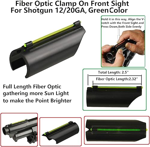 Miniatura 3 de Mossberg Remington 12 Ga calibre y 20 GA fibra óptica verde a presión en la mira delantera