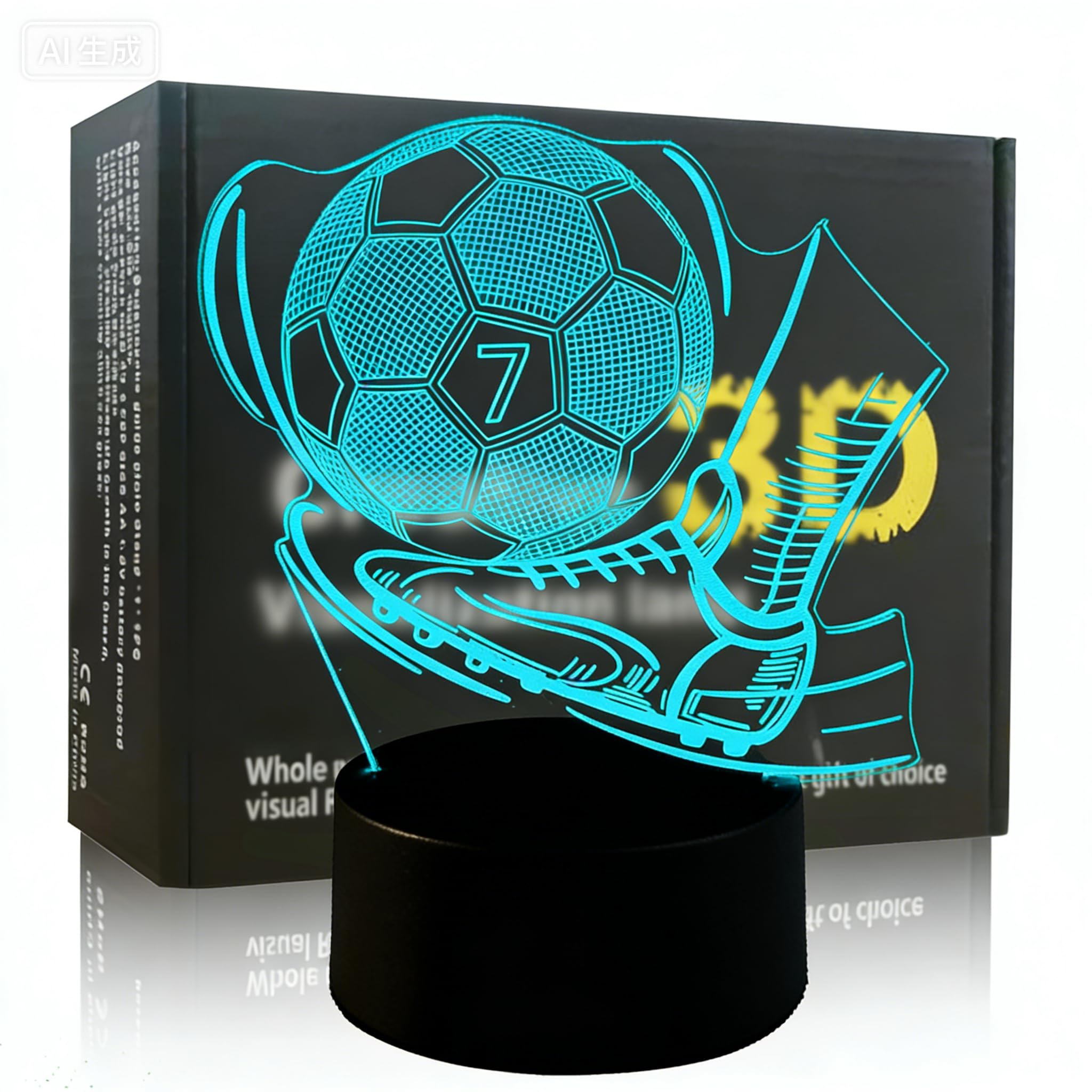 OraTrade 3D Football LED Night Light, 7 Colours Changing Illusion Lamp, Kids Bedroom Decorative Desk Light, Birthday Christmas Easter Gifts for Boys Girls Football Fans