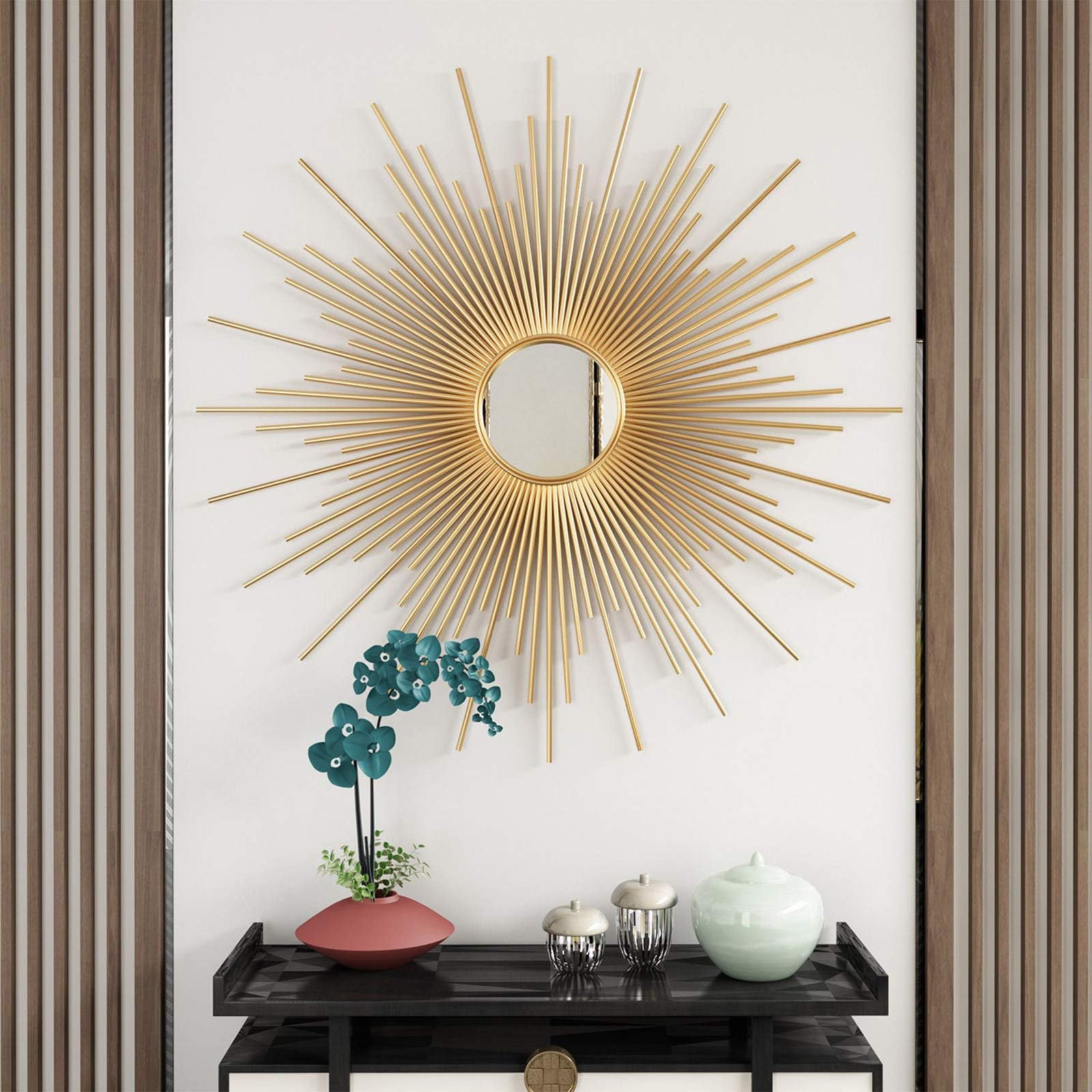 Miroir décoratif Soleil Or, 60 cm / 70 cm / 80 cm de Grand Miroir Mural décoratif Rond, Miroir Mural décoration Murale décoration décoration de Soleil,60cm