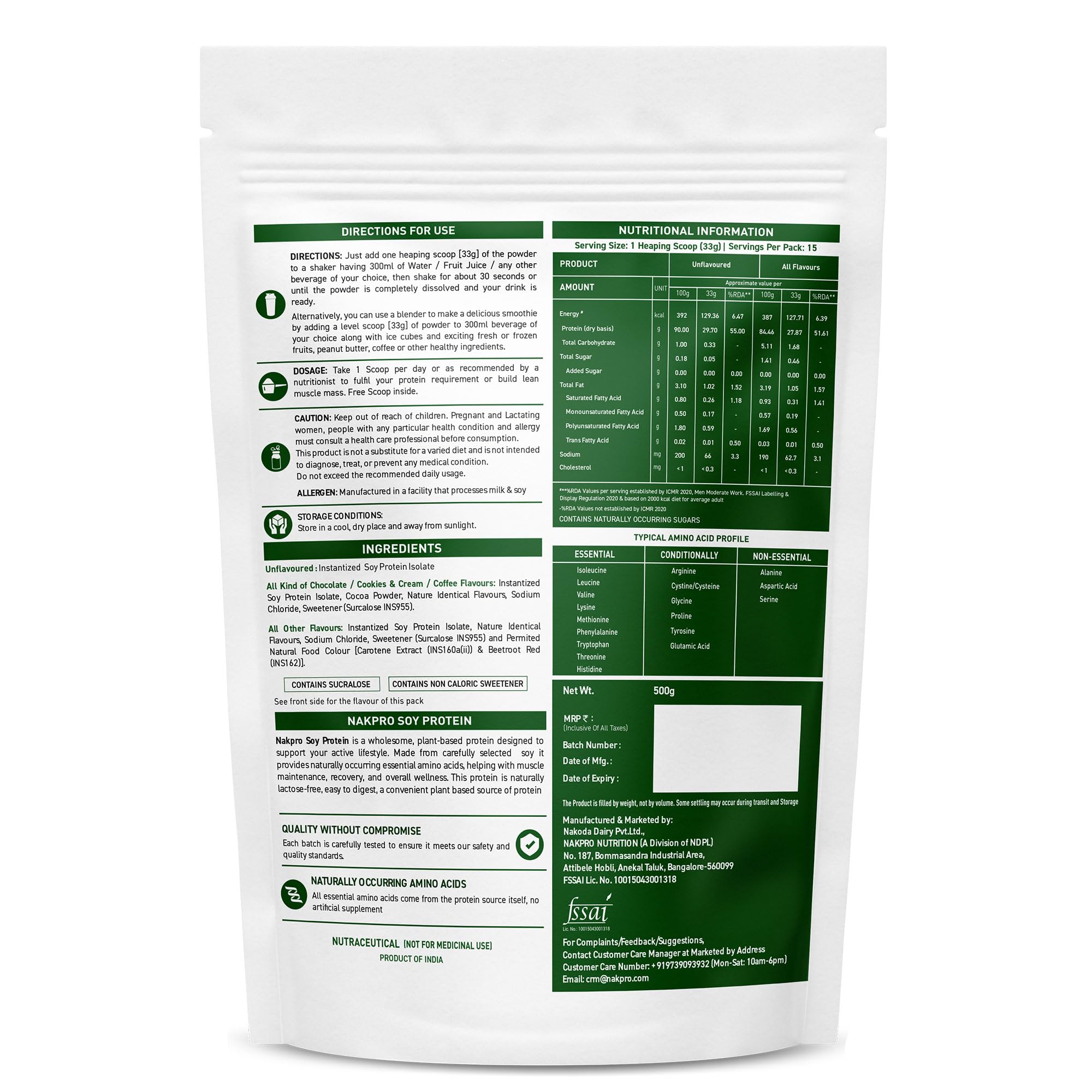 NAKPRO NUTRITION 100% Soy Protein Isolate | Chocolate - 500g | 27.87g Protein |Plant Based Protein Powder — Amazon image 2