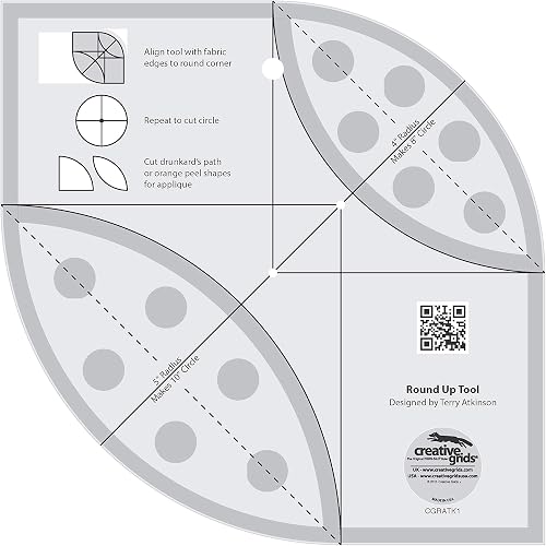 Creative Grids Round Up Tool and Quilting Ruler - CGRATK1