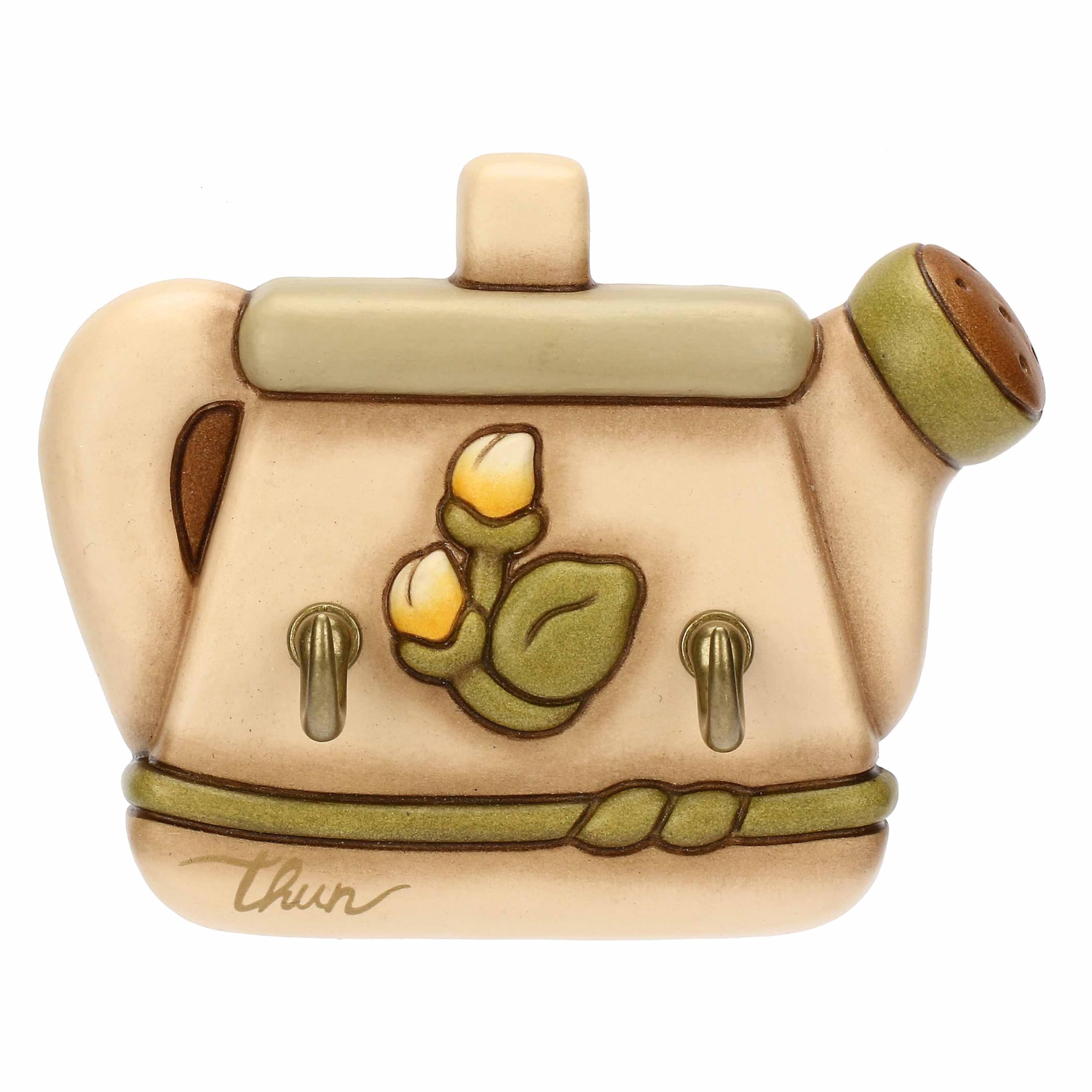 THUN - 2 Hooks - Ceramic - Country Bloom Collection - 10.2 x 1.8 x 8 cm