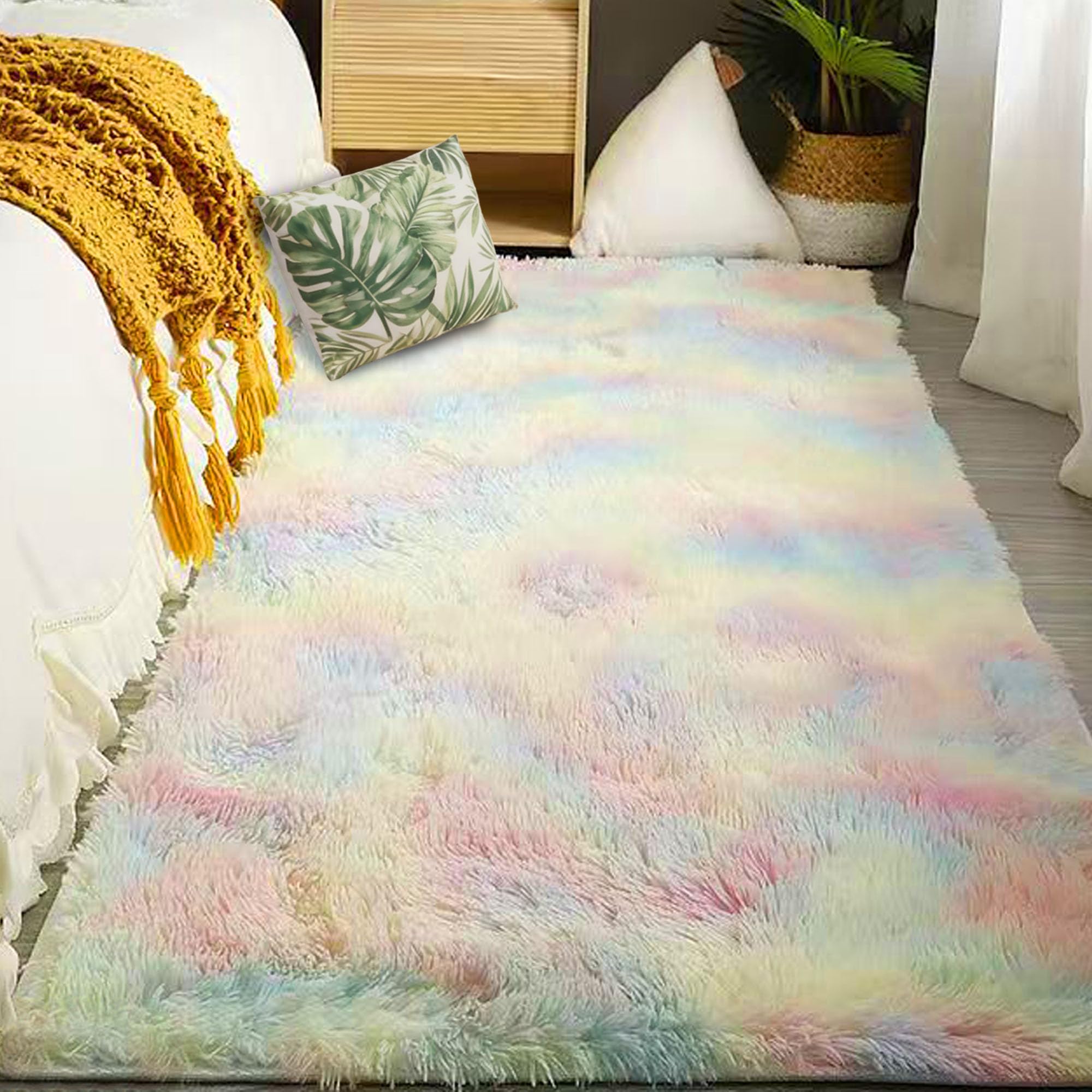 Tapis salon shaggy de 145 x 260 cm moderne et moelleux de haute qualité