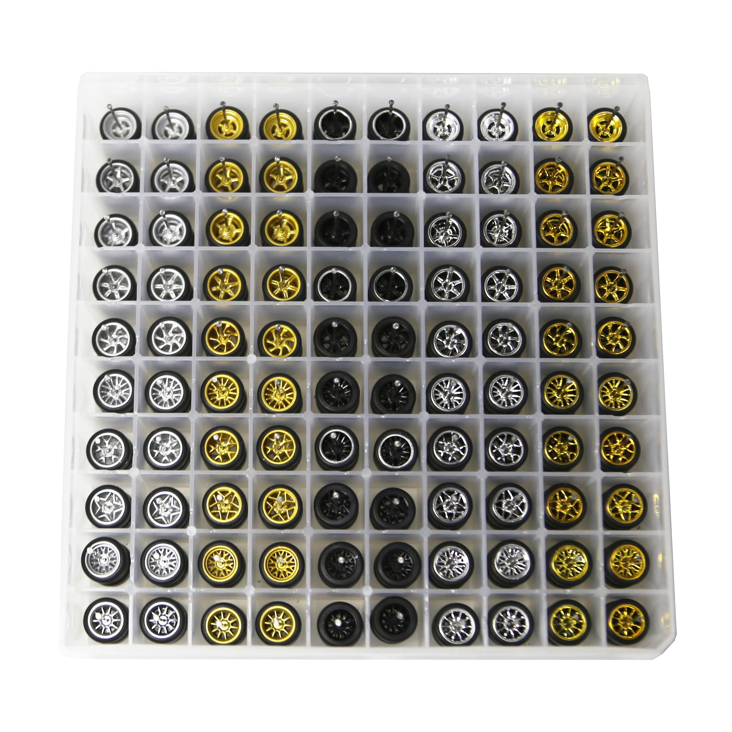 1/64 Wheels Storage Box, 1 64 Scale Wheels and Tires Kit Storage Box with 100 Lattices Suitable for Storing Tires with Diameters Within 0.5in/12.7mm