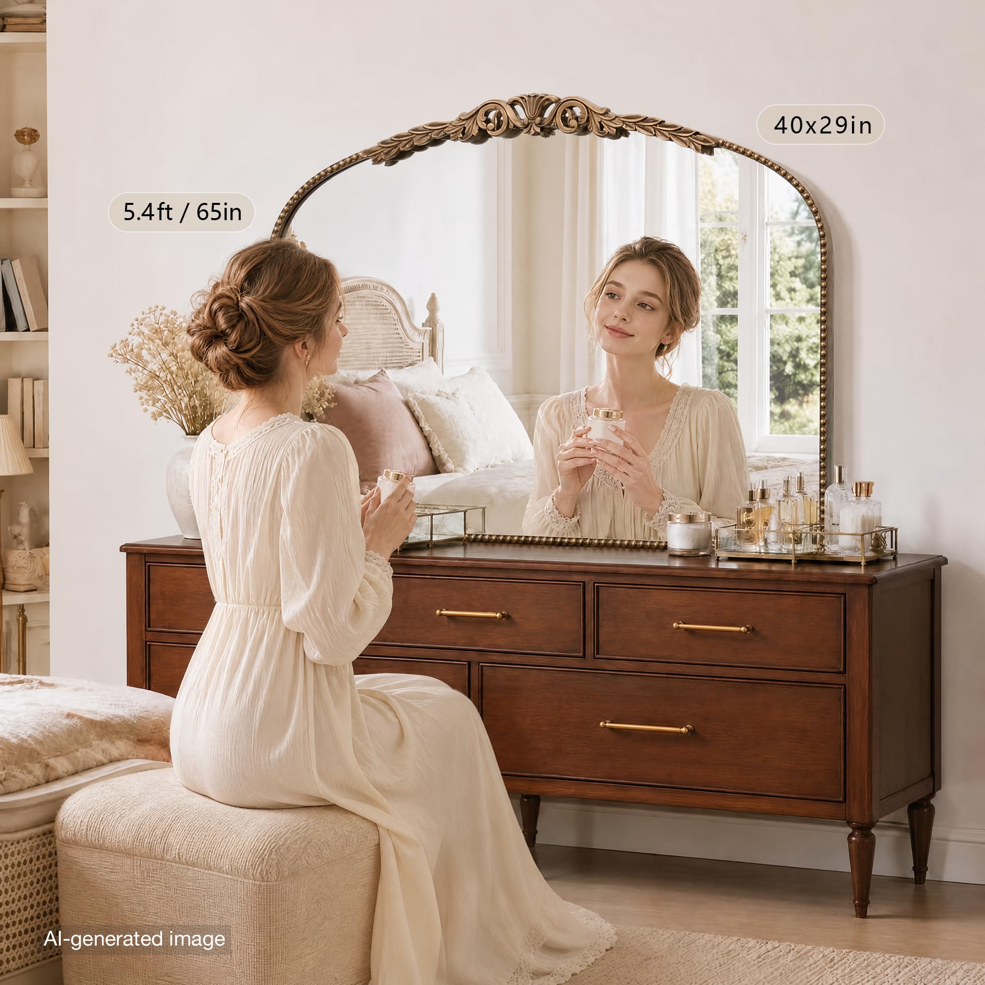 mirror above dresser Besdomus Gold Large Arched Mirror: 40