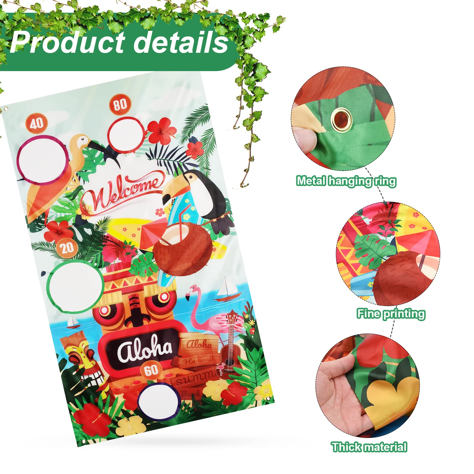 Hawaiian Aloha Toss Game Banner with 4 Pcs Bean Bags - Image 3