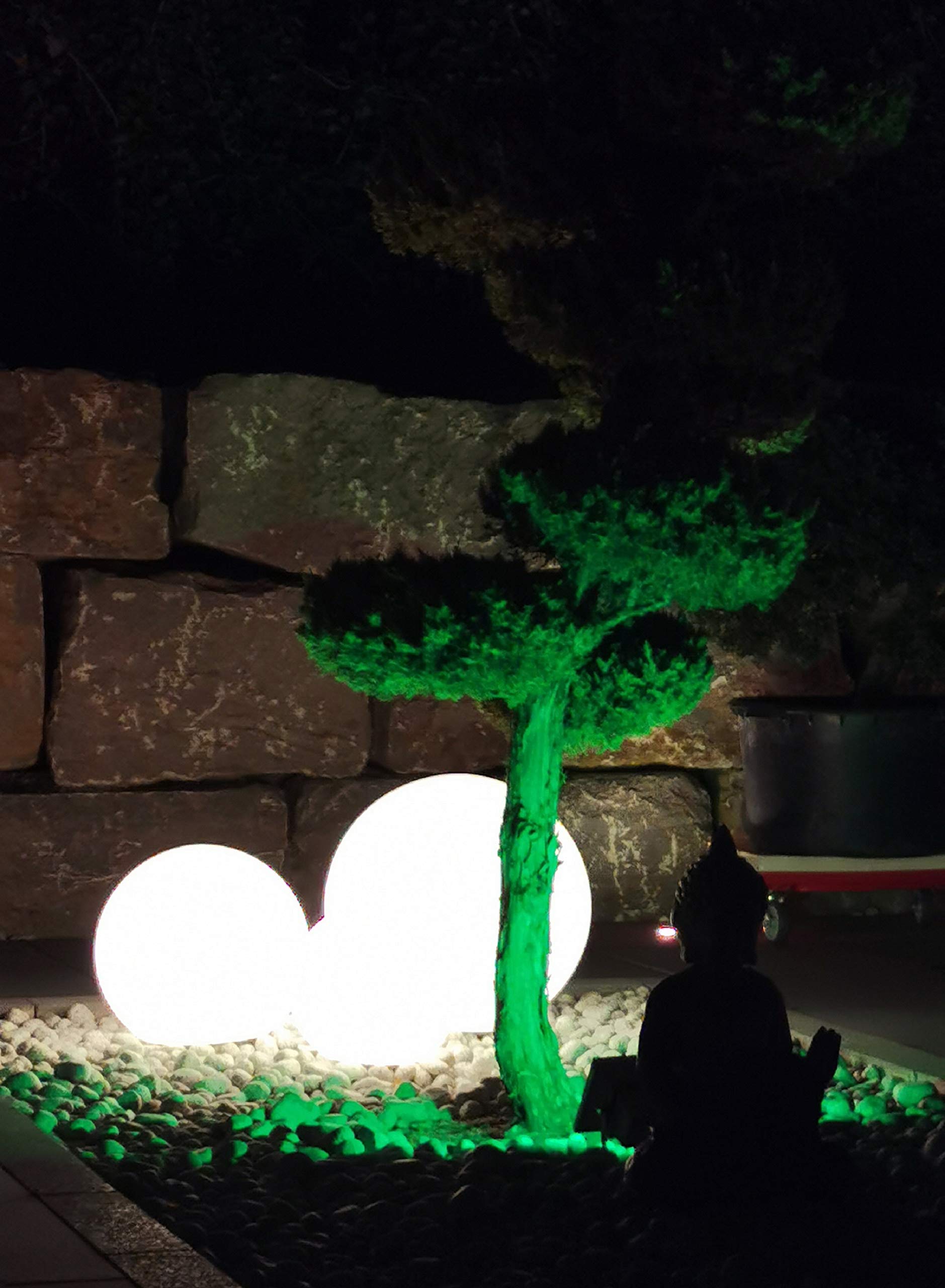 Trango 2er Set 200 Gartenkugel Leuchte IP44 Kugelleuchte 20cm ? in Weiß *GARDEN* mit je 5m Kabel & je E27 Fassung geeignet für LED Lampe Kugellampe Gartenleuchte Außenlampe ohne Leuchtmittel