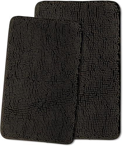 Miniatura 159 de Yeaban Alfombras de baño gris oscuro – Gruesas alfombras de baño de chenilla | Alfombras de baño absorbentes y lavables antideslizantes, alfombras