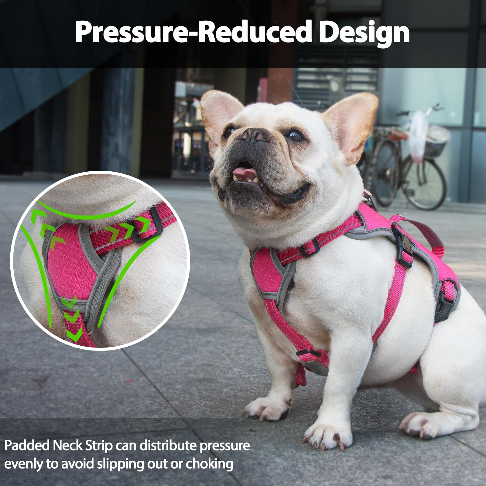 Huntboo No Escape Dog Harness, Escape Proof Harnas, hondenharnas voor grote honden No Pull met handvat, volledig reflecterend, ademend, duurzaam, verstelbaar vest voor wandelen, hardlopen (Blauw, XL