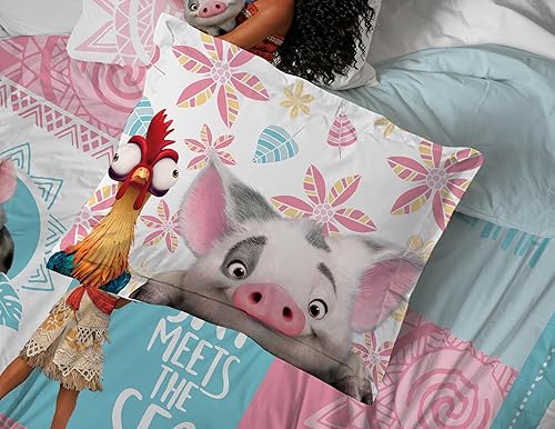 Miniatura 6 de Jay Franco Disney Moana - Juego de edredón Queen  Ropa de cama tropical de 7 piezas con Pua y HEI HEI  incluye juego de sábanas y fundas de almohada