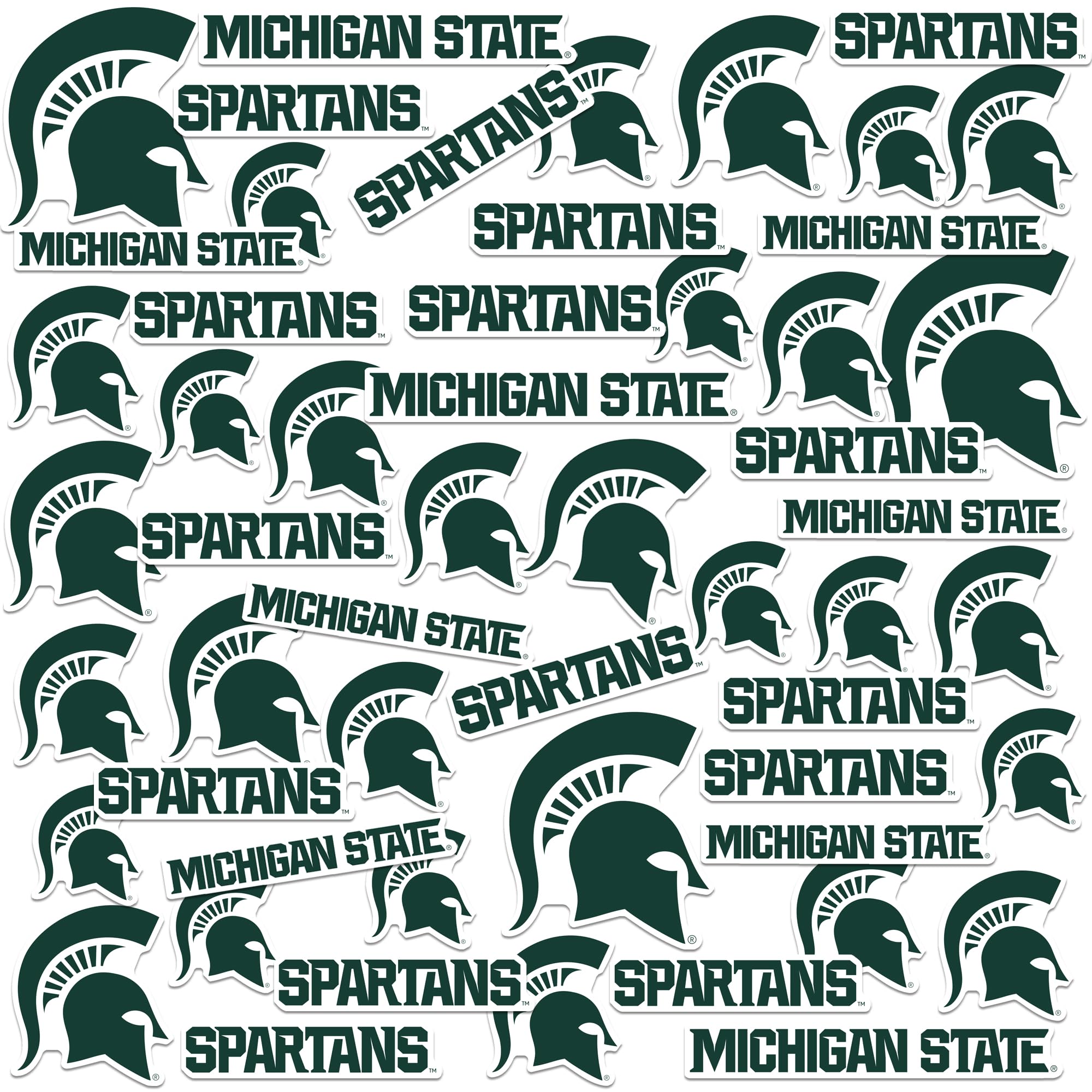 Michigan State University Wordmark Logo Vinyl Sticker Pack – 50 Waterproof Premium Decals for Laptops, Water Bottles, Tablets, Cars & More –