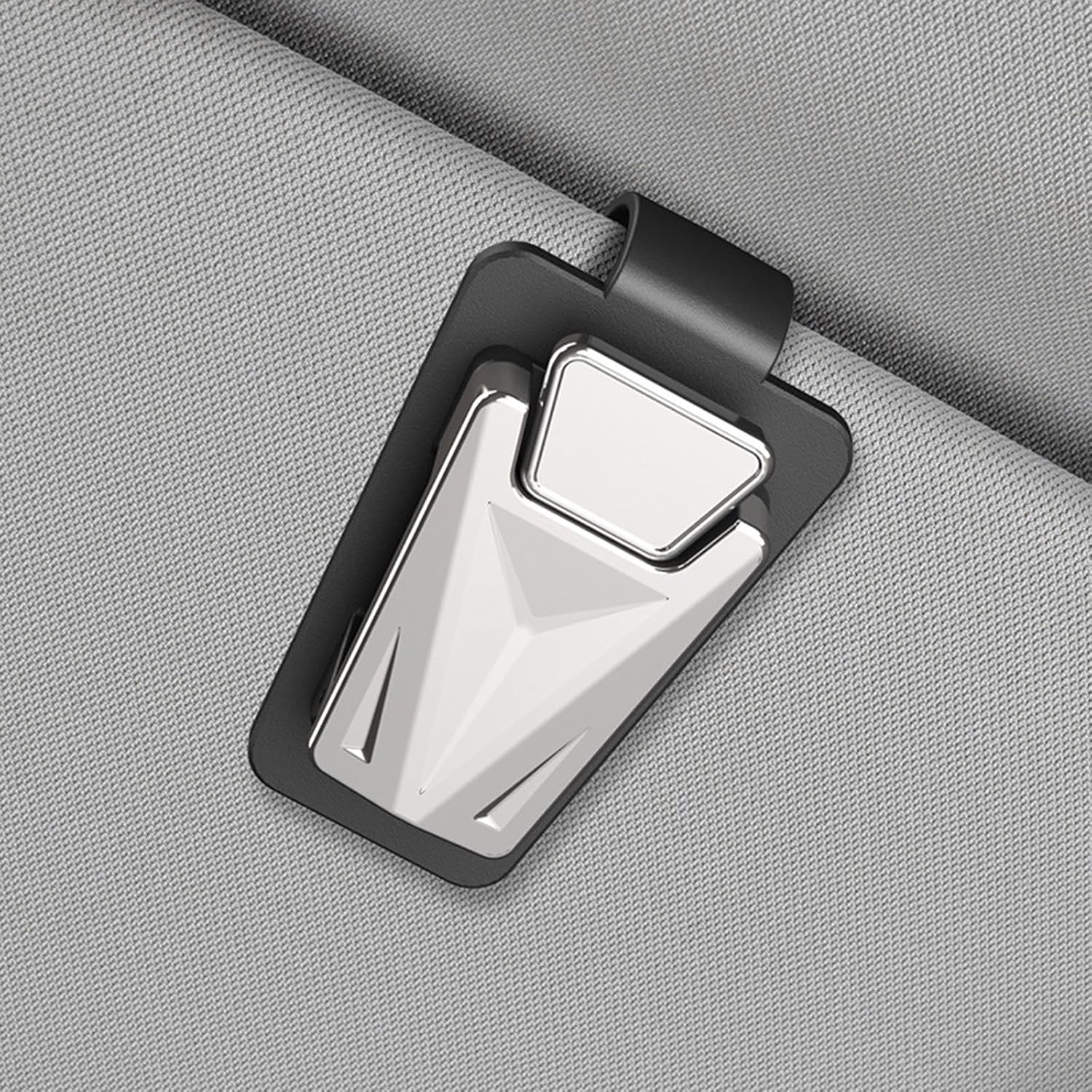 2-Piece Set of Car Sun Visor Sunglasses Clip, Convenient for Carrying and Accessing Car Accessories Glasses/Card Storage, Anti Slip Sunglasses Frame, Suitable for Various Car Models (White)