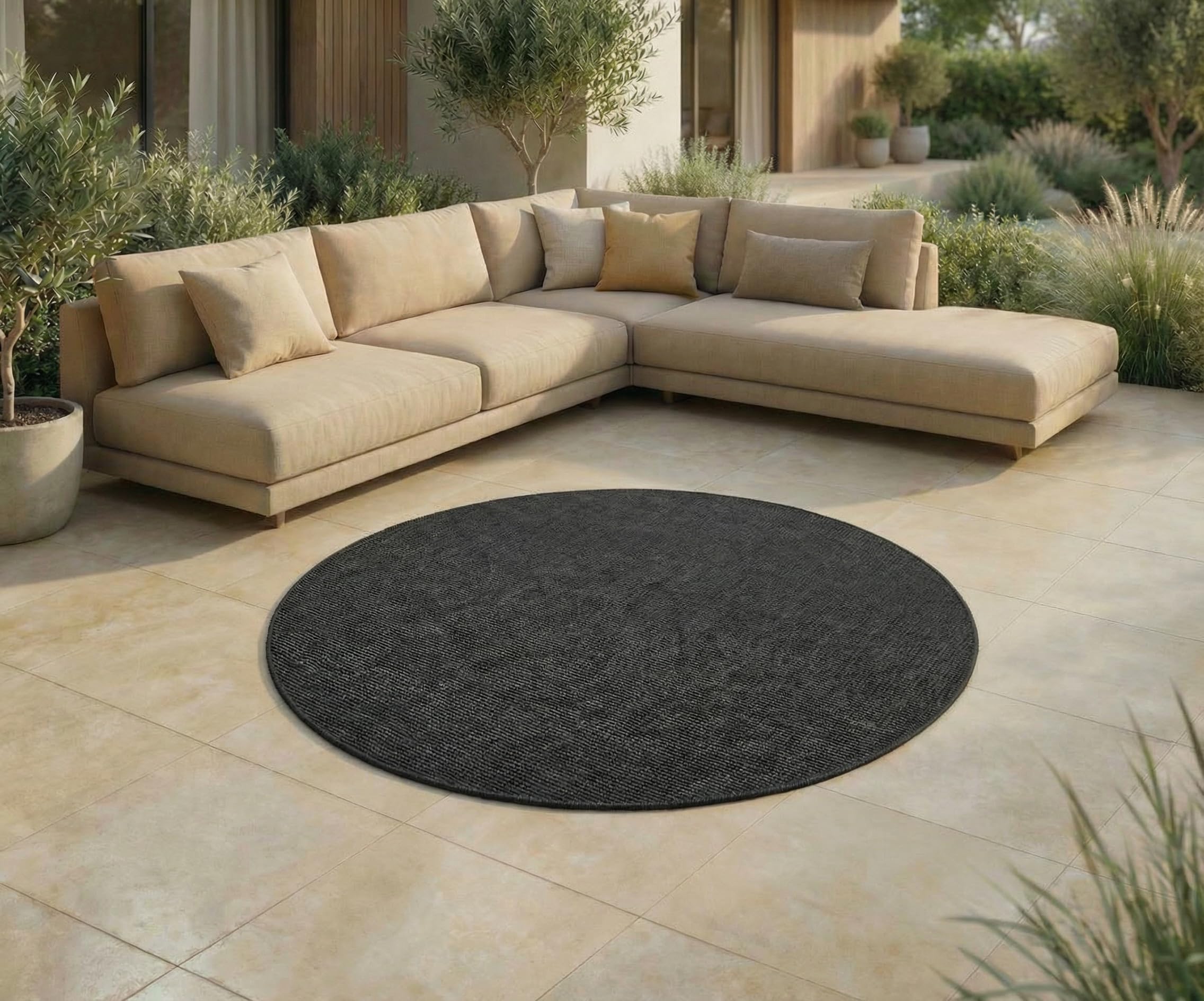 Jimri In- & Outdoor Teppich - Wetterfester Teppich für Balkon, Terrasse, Garten, Wohnzimmer, Küche - Strapazierfähiger Bodenteppich, Widersteht UV-Strahlen & Wasser