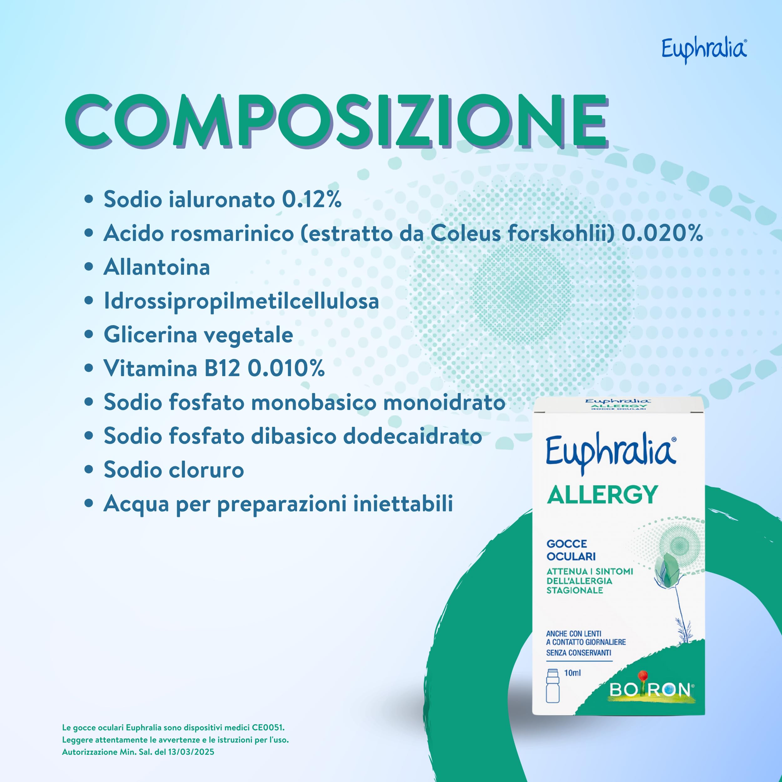 Euphralia Allergy - Gocce Oculari, Allergia, Congiuntivite Allergica, Fastidio Oculare, con Acido laluronico e Vitamina B12 - Flacone da 10 ml + Panno occhiali
