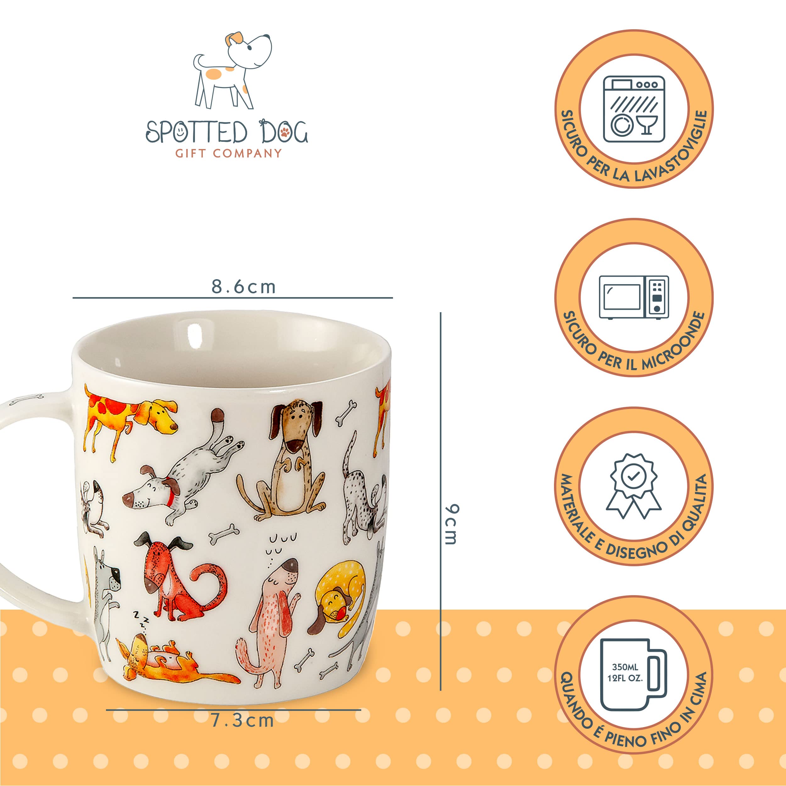 SPOTTED DOG GIFT COMPANY Tazza Cani, Tazza da Caffè Ceramica 350 ml con Motivo di Cane Carino e Divertenti - Regalo per Amanti e Proprietari di Cani