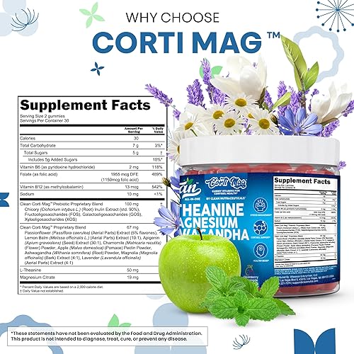 Miniatura 4 de Clean Nutra Cortisol Suplemento Gummies L-Teanina Magnesio Ashwagandha Apigenina Vitamina B6 Apoyo para el sueño y la calma Achicoria Lavanda