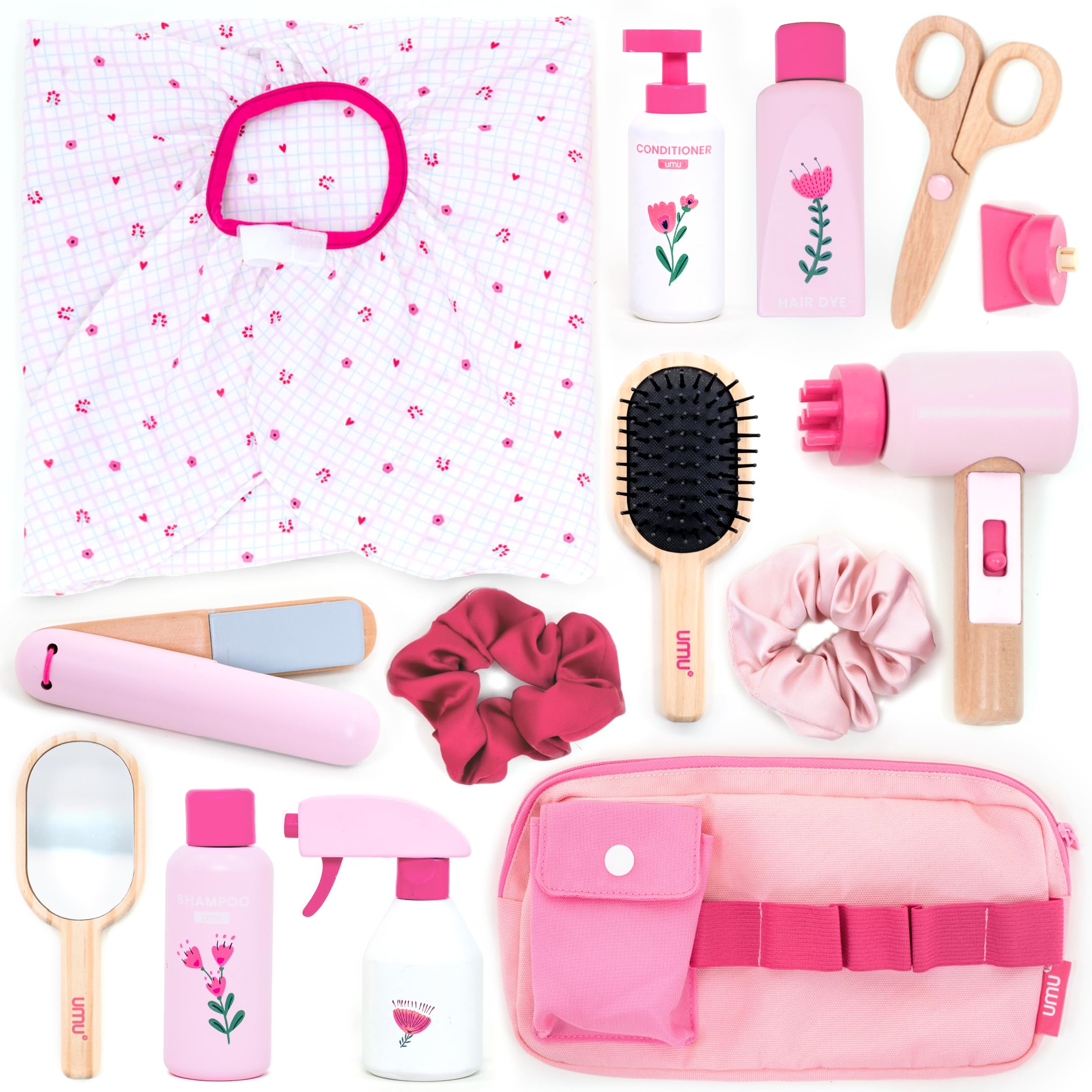 Amazon.com: UMU® Wooden Hair Salon Playset – 17 Pcs Pretend