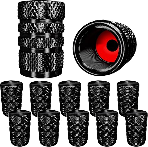 SAMIKIVA Tapones de aluminio para válvulas de neumáticos metal con anillo de goma cubierta a prueba de polvo ajuste universal para automóviles SUV