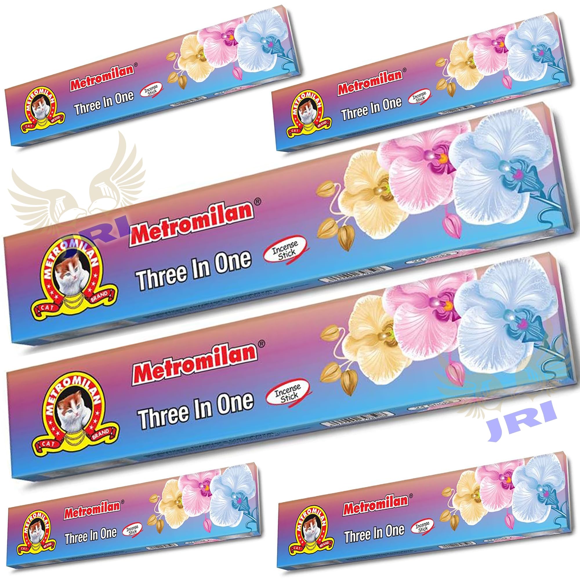 Jri Metro Milan Three In One Incense Stick For Prayer & Pooja 6 Pack,144 Sticks (24 Sticks Each Pack) - (Same Day Dispatch)
