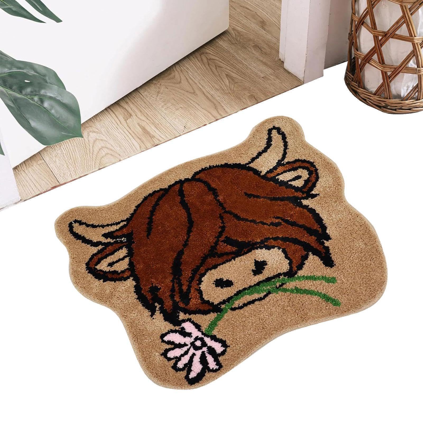Alfombra De Piso Para Cocina, Alfombra De Ducha De Baño | Alfombra De | Cocina Antideslizante Con Diseño De De Las Tierras Altas | Cómoda Alfombra De Baño, Alfombra De Ducha Resistente A La Sucieda