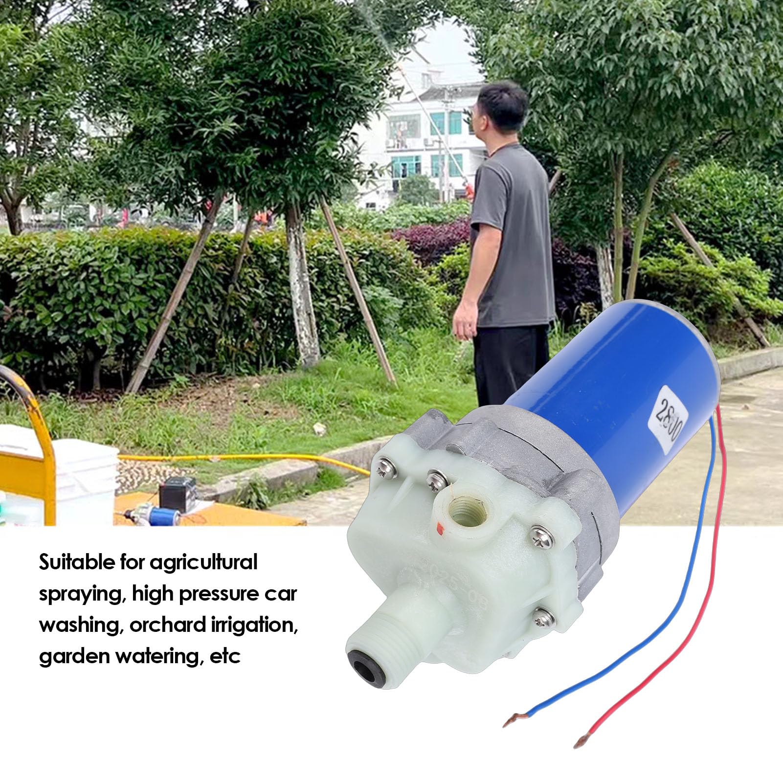 Jeffergarden Pompa a Membrana Autoadescante a Triplo Cilindro, Materiale ABS, Potenza 70 W, Portata 5,5 L/min per Irrorazione Agricola e Irrigazione del Giardino