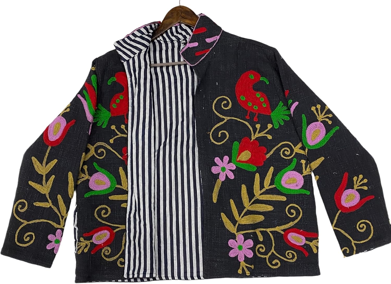 KanthaNtepisteryArt Cotton Suzani Velvet Jacket, Bohemian Style Coat, Unisex Short Embroidered Jacket, Ethnic Suzani TNT