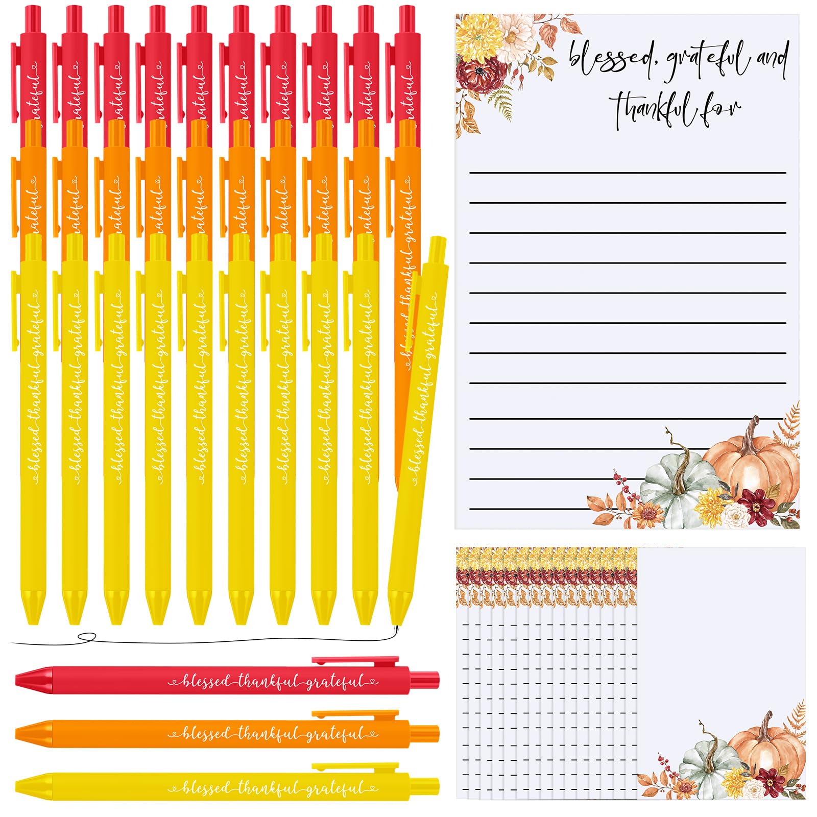 Sayglossy 60 Pcs Fall Thankful Card and Pens Set Thanksgiving Appreciation Gifts Fall Party Favors Fall Pumpkin Grateful Card Autumn Harvest Ballpoint