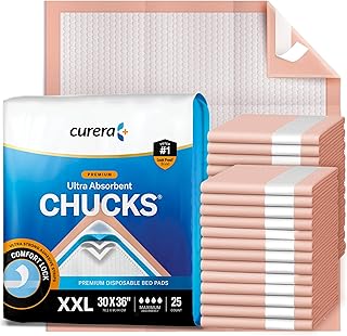 Chucks® Premium Disposable Underpads 30”x36” Ultra Thick Super Absorbent Chux Incontinence Bed Pads Disposable Adult with Adhesive Tape, Extra Large Pee Pads, Pet Training Pads 30x36 [25-Pack]