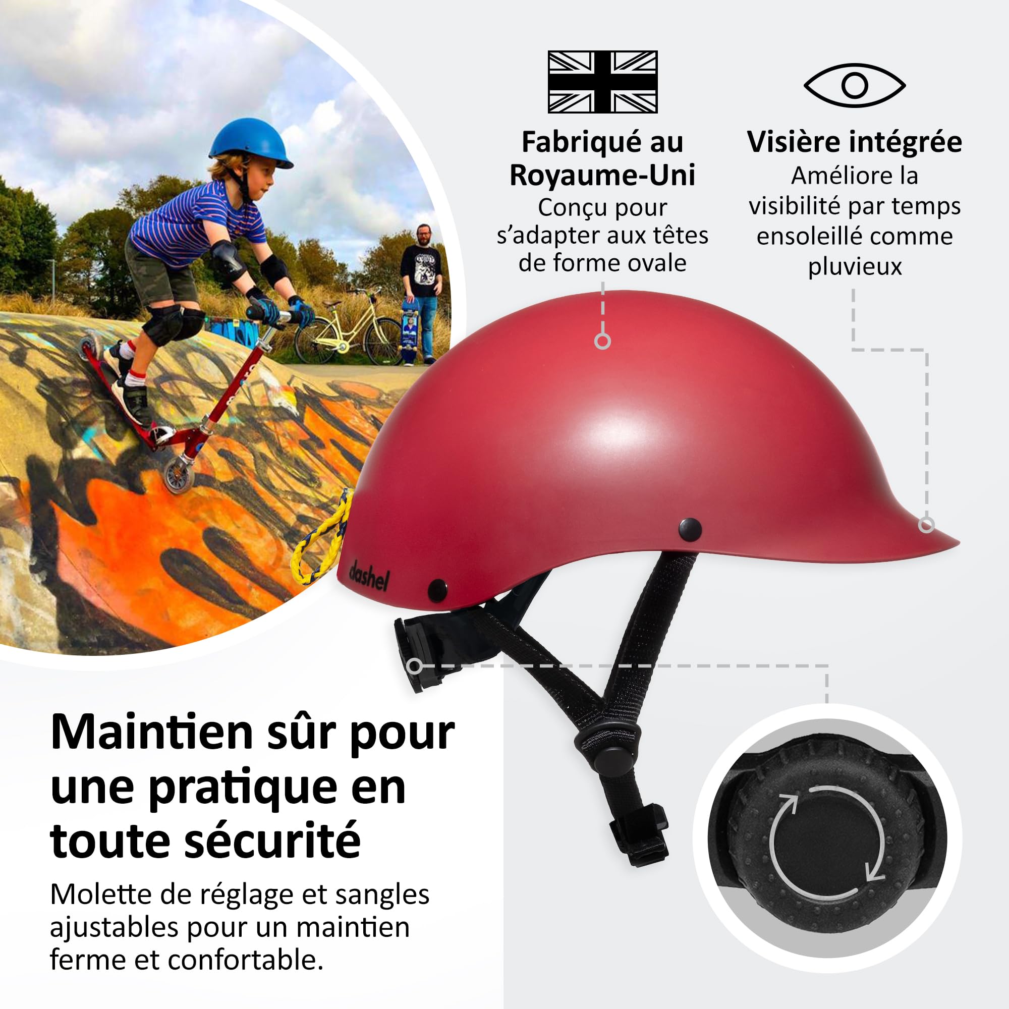 Dashel Eco Casque Vélo Enfant – CE EN1078, fabriqué au Royaume-Uni, Ajustable, Light Loop en Filets fantômes recyclés, pour vélo, Trottinette & Skate (5-8 Ans)
