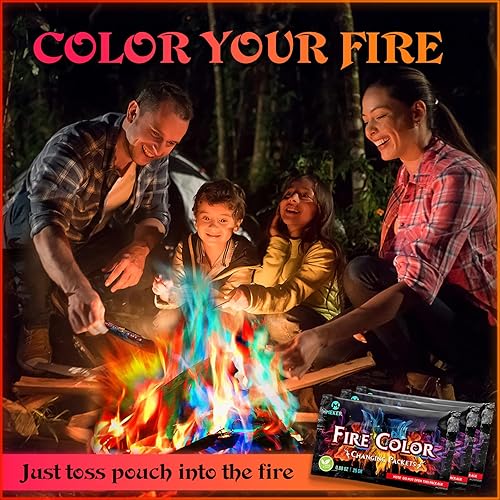 Miniatura 3 de MEKER Paquetes de cambio de color de fuego, hogueras, fogatas, chimeneas al aire libre, hoguera - Fuego cambiante mágico y colorido - Accesorios