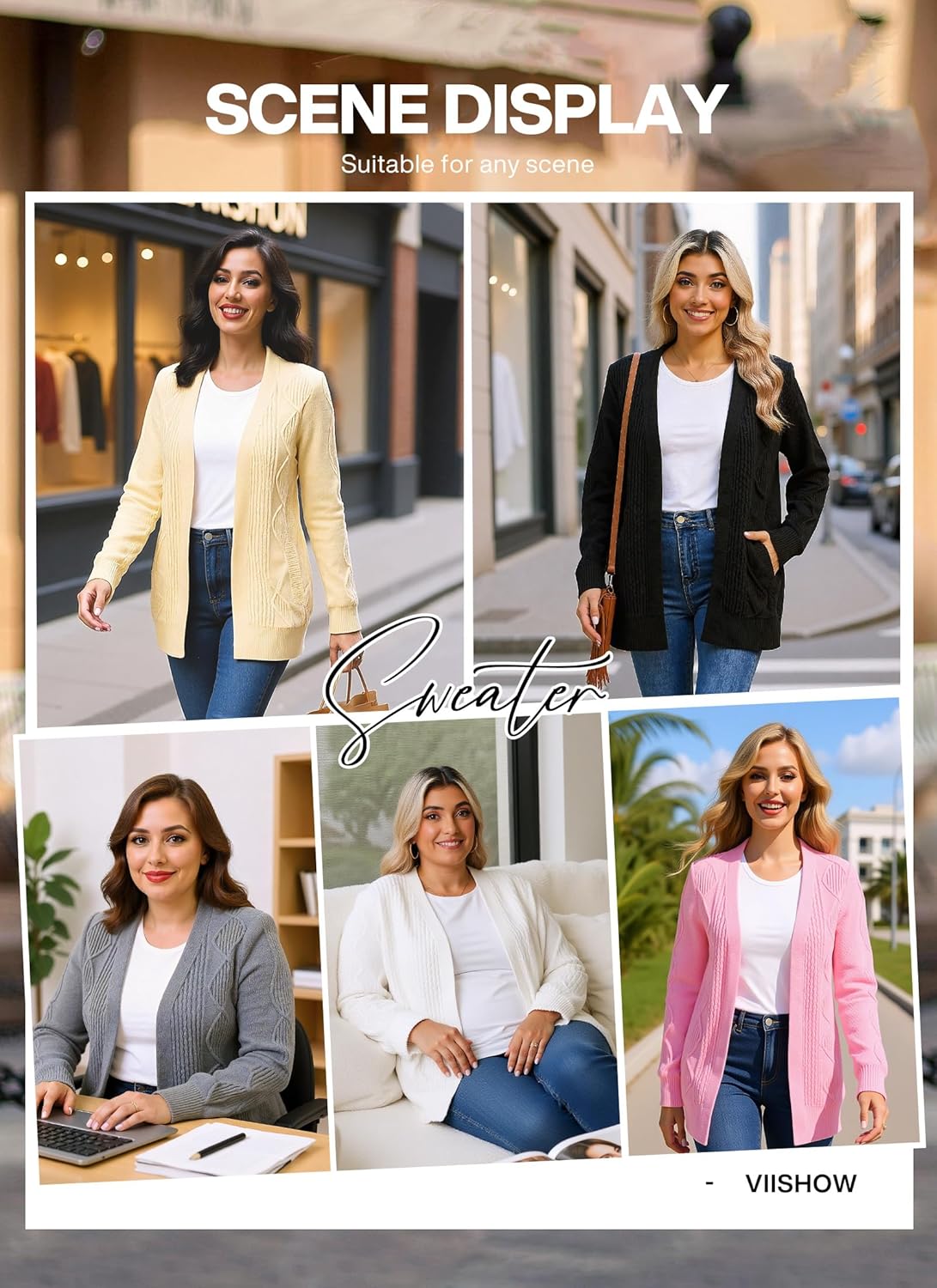 VIISHOW Women Cable Knit Cardigan Sweater V Neck Open Front Chunky Cardigan with Pocket Sweater Coat for Fall and Winter - Image 4