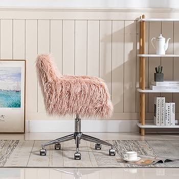 Keeomi Furry Office Chair Fuzzy Swivel Desk Chair, Faux Fur Home Office