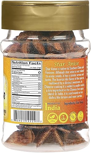 Miniatura 3 de Rani - Semillas de anís estrella cápsulas enteras Badian Khatai Especias de 125 onzas 123oz Tarro PET  Todo natural  Apto para gluten  Sin OMG