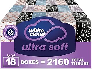 White Cloud Ultra Soft 3-Ply Facial Tissue, 18 Box Multipack, 120 Tissues Per Box