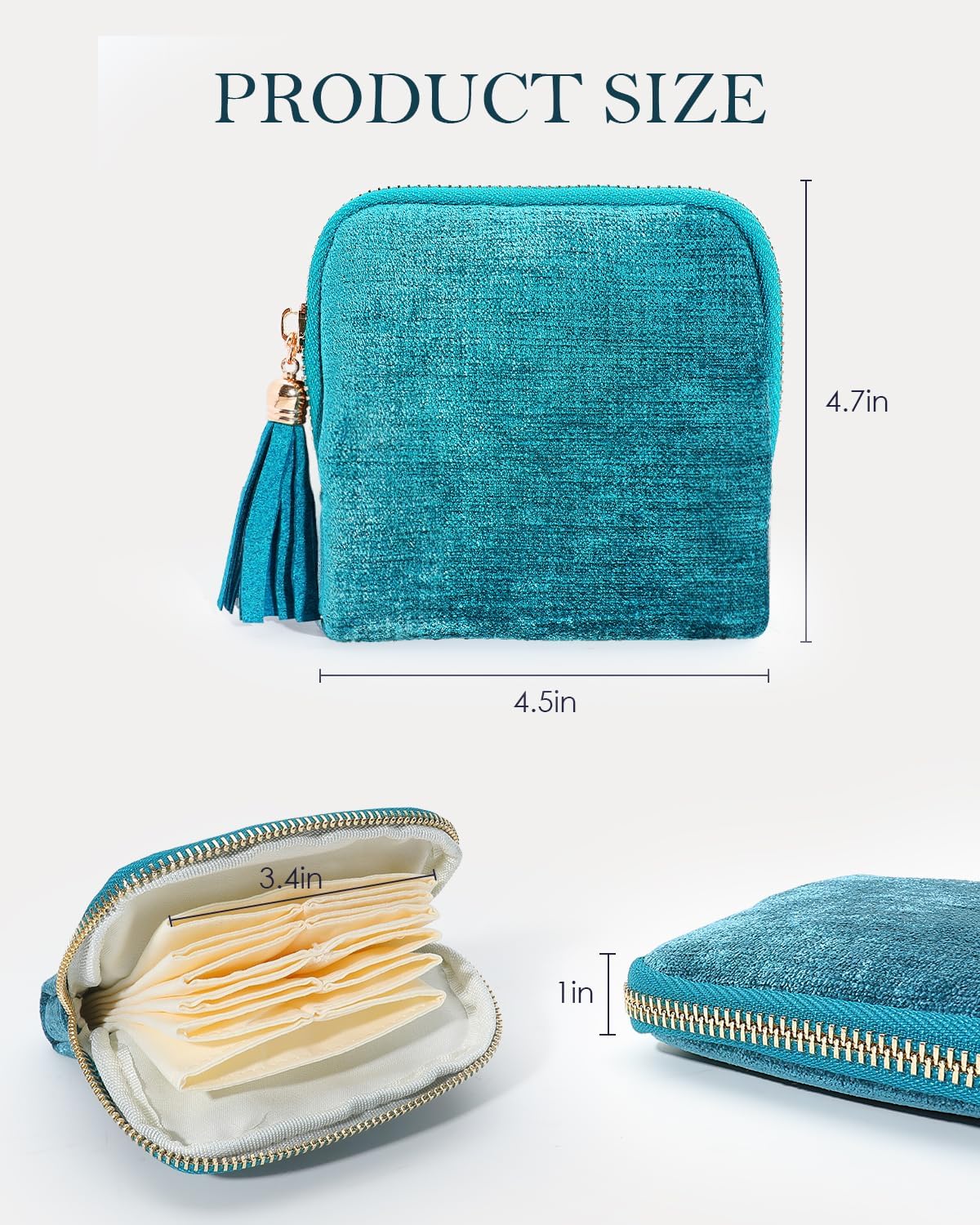 COOLYOUTH Travel Jewelry Case Organizer for Women Portable Jewelry Box with Small Pouches Mini Jewelry Bag for Rings, Bracelets, & Bangles with Smooth Metal Zipper (Mint Blue) image 5