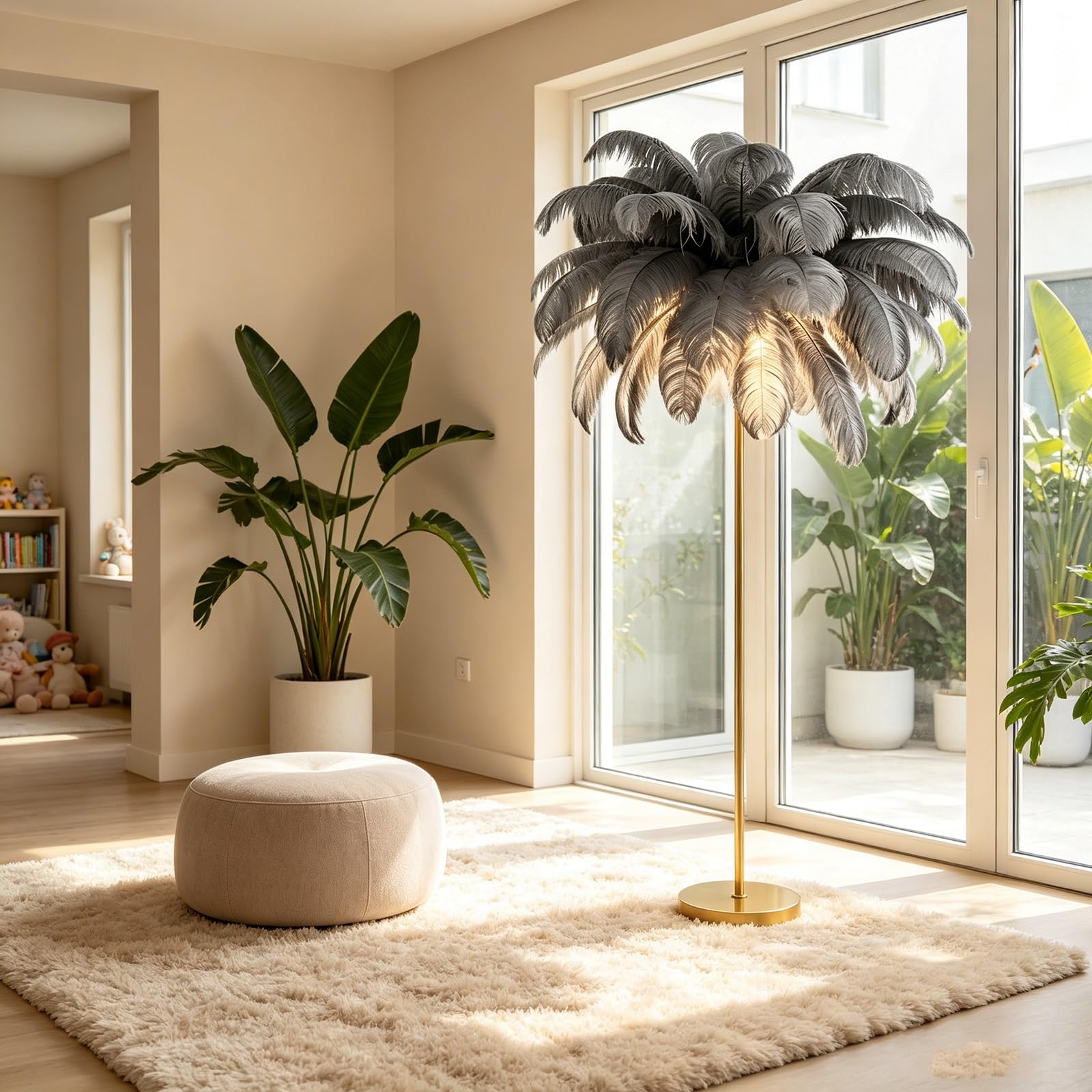 LCNDKF Modern Feather Floor Standing Lamp