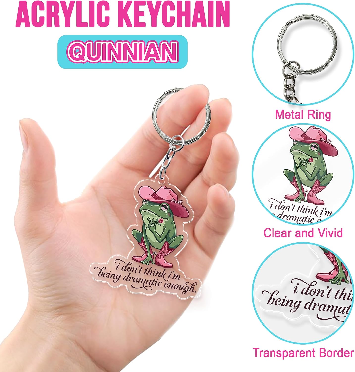 QUINNIAN Funny Keychain 2 Inches Dark Humor Sarcastic Attitude Key Chain Acrylic Key Ring Accessories for Keys Backpack image 5
