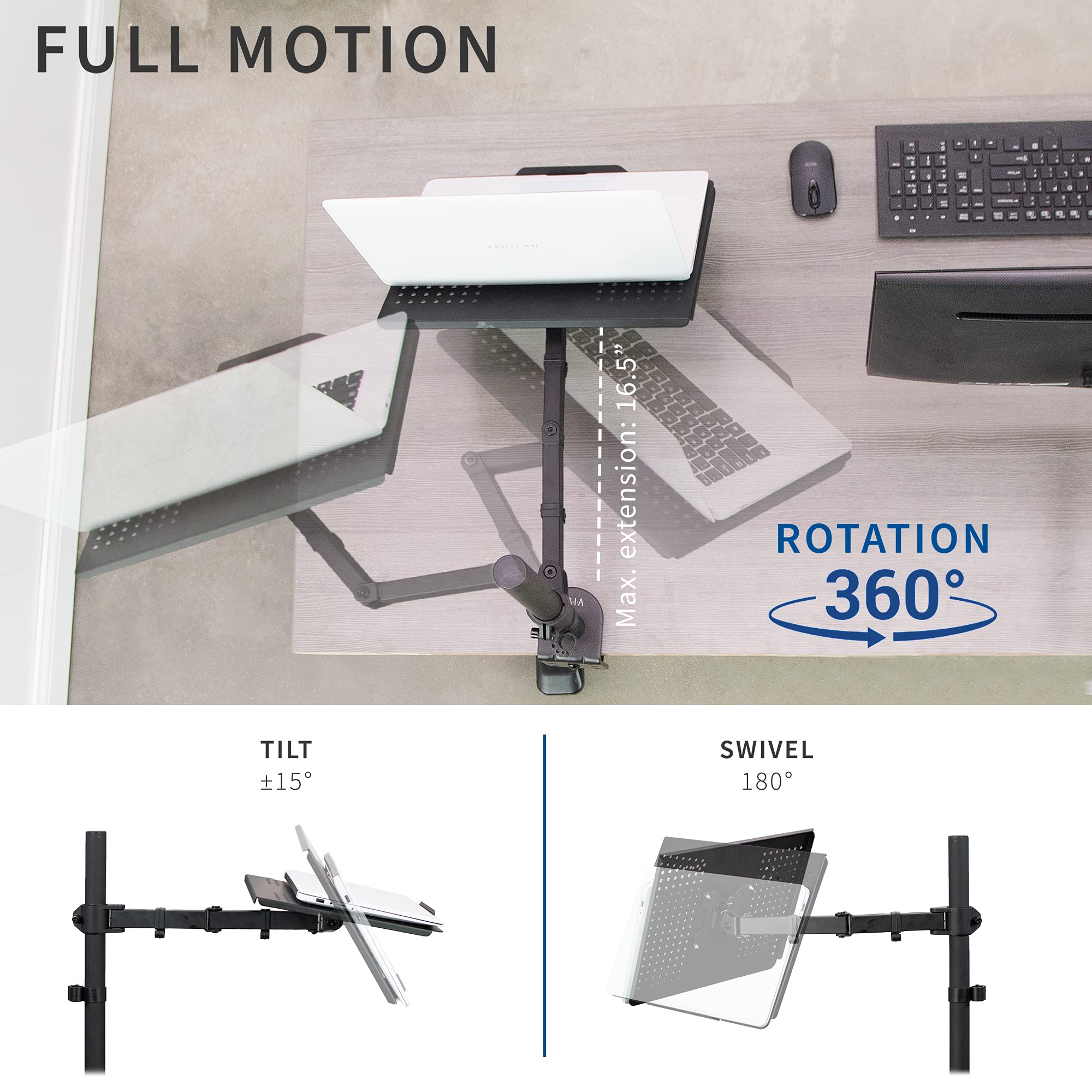 VIVO Single Laptop Notebook Desk Mount Stand Fully Adjustable