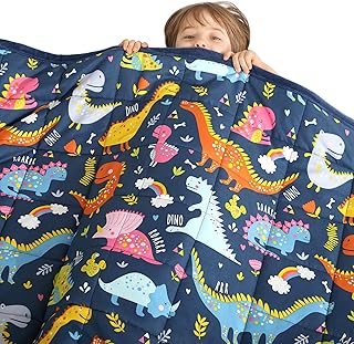 Minky Toddler Weighted Blanket 3lbs, Soft Baby Weighted Blanket for Toddler, Kids Weighted Blanket 3 Pounds, 3lb Weighted Blanket for Toddler, Crib Weighted Baby Blanket for Child, Dinosaur