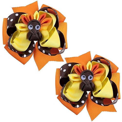 Miniatura 8 de Lazos de calabaza con clip de 4.5 pulgadas para niñas, lindo color naranja, otoño, Acción de Gracias, Halloween, cinta de animación, pasador de