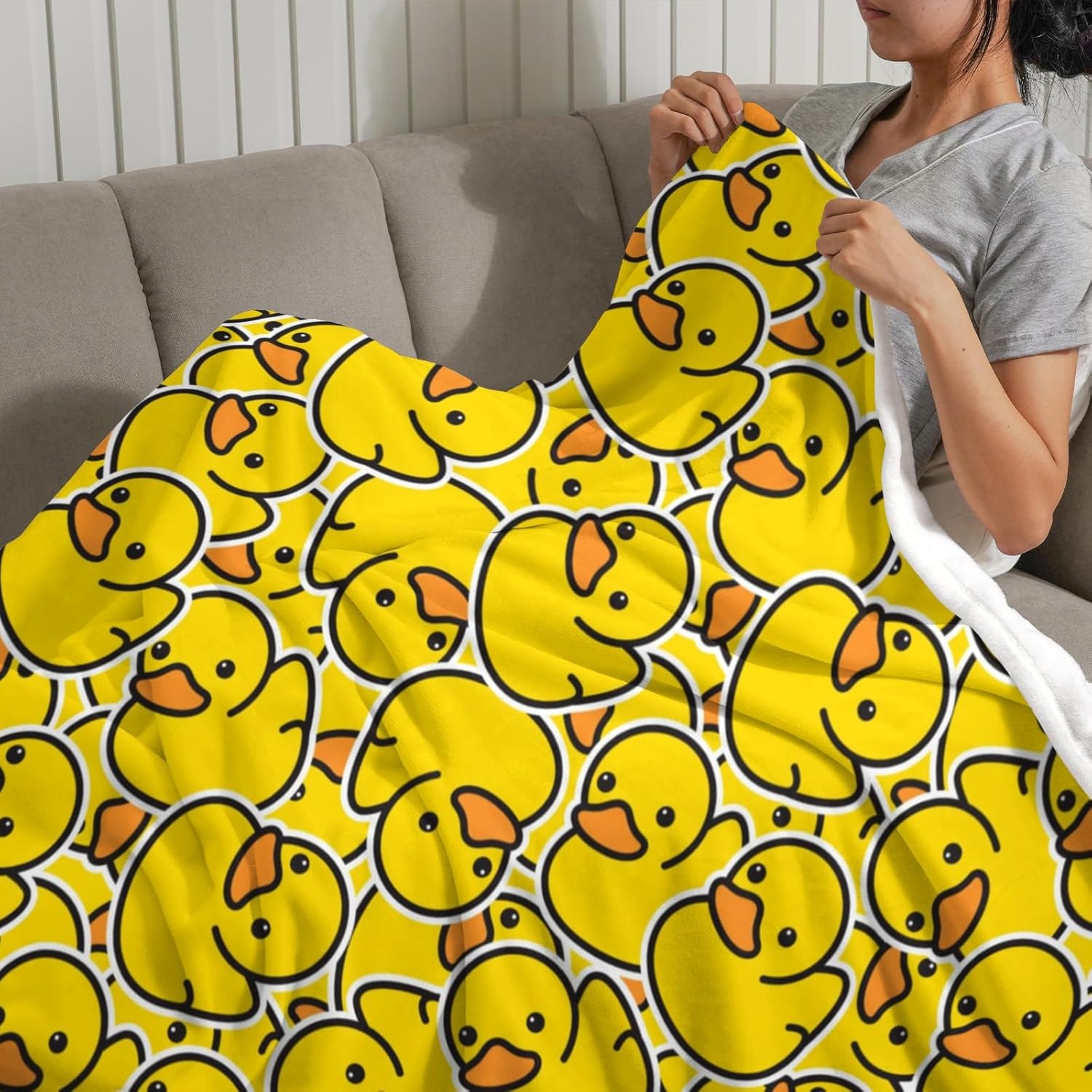 Cute Duck Blanket Soft Flannel Fleece Rubber Ducks Throw Blankets for Sofa Couch Bedroom Gifts for Duck Lovers Birthday Decor 50"X40" - Image 2